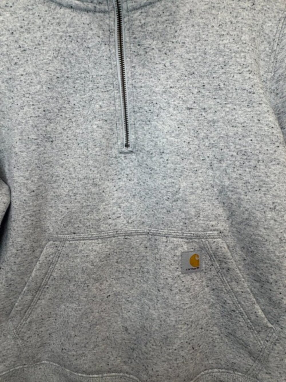 Carhartt Women’s Relaxed Fit Quarter Zip Pullover Gray Flecked Sweatshirt M - Picture 6 of 9